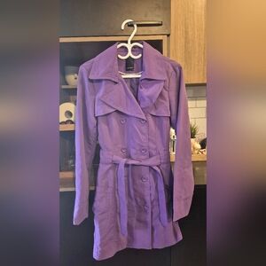 Vero Moda Lilac Double-Breasted Trench Coat with Waist Tie